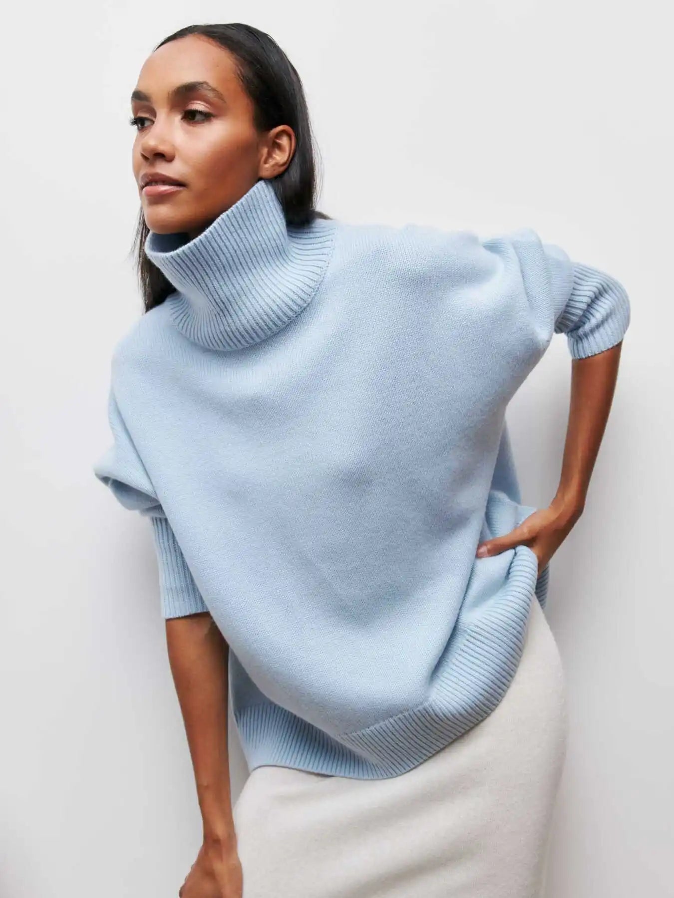 MAEVA – HÖGHALSAD STICKAD PULLOVER TRÖJA