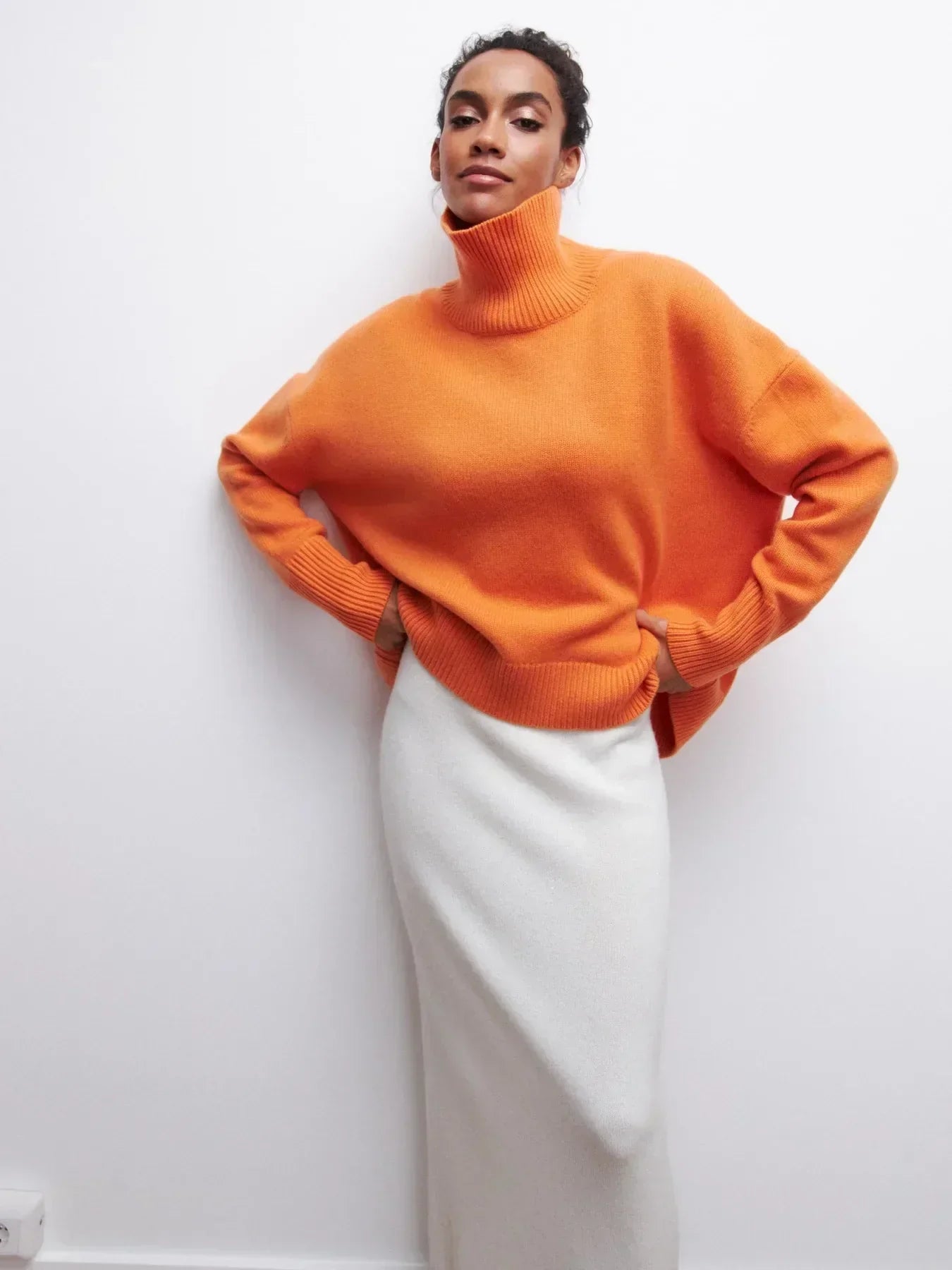 MAEVA – HÖGHALSAD STICKAD PULLOVER TRÖJA