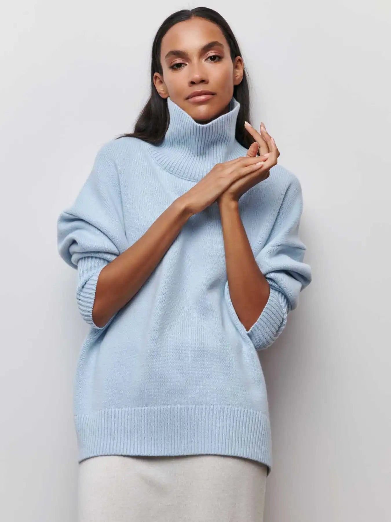 MAEVA – HÖGHALSAD STICKAD PULLOVER TRÖJA