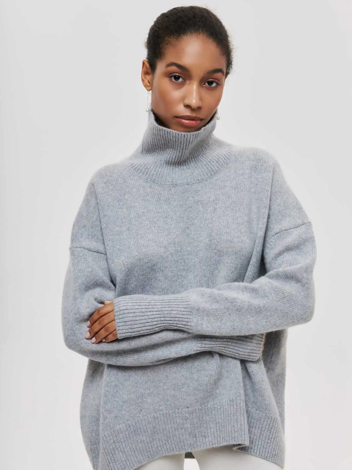 MAEVA – HÖGHALSAD STICKAD PULLOVER TRÖJA