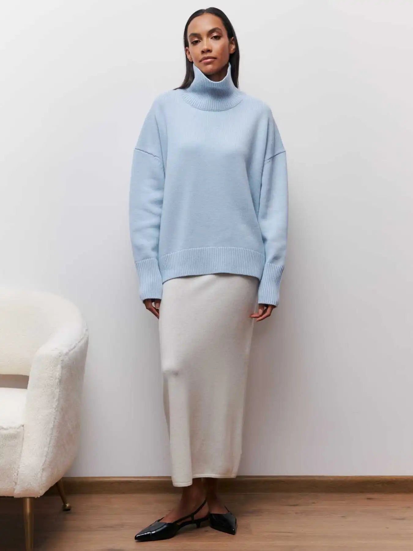 MAEVA – HÖGHALSAD STICKAD PULLOVER TRÖJA