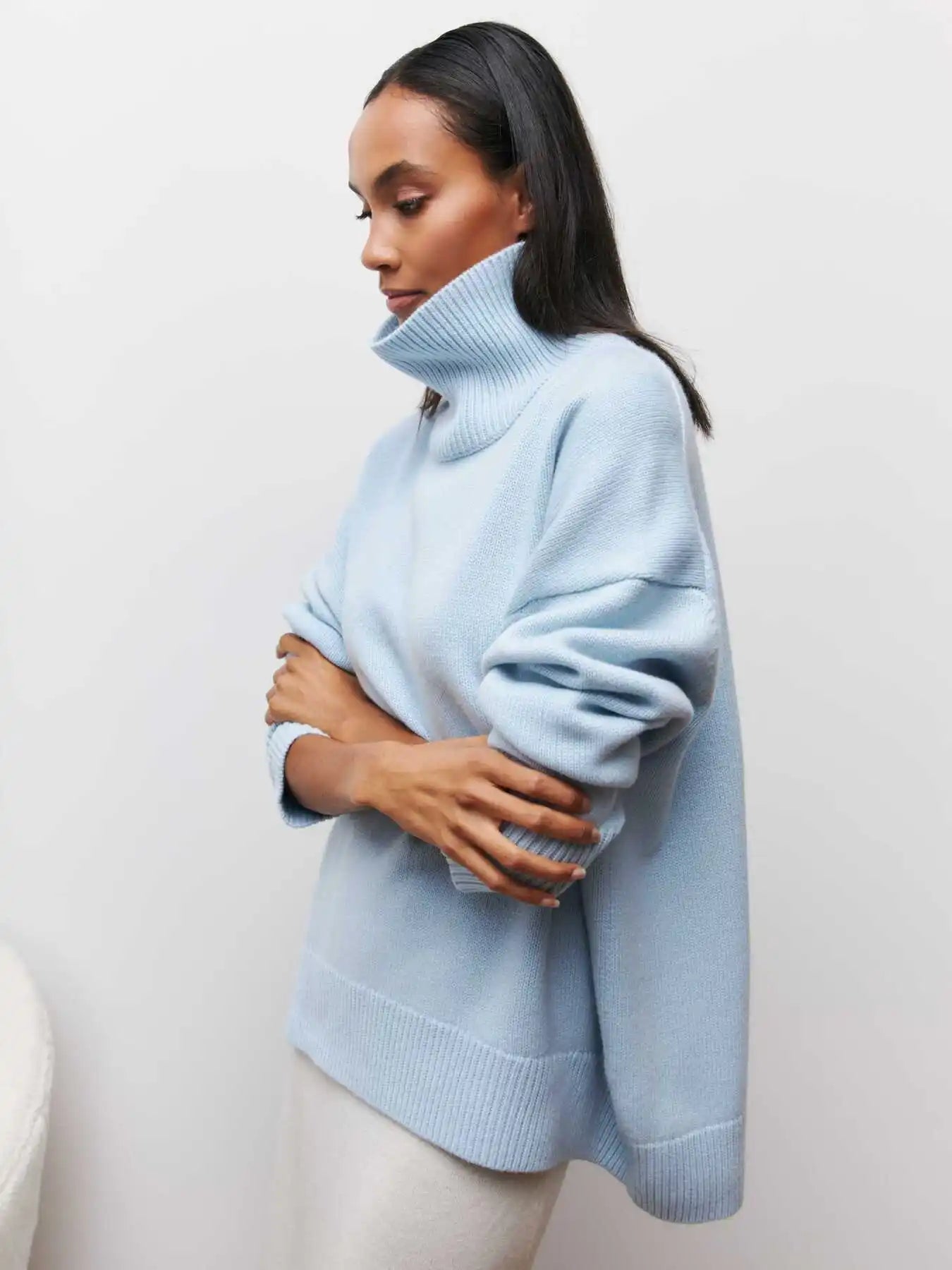 MAEVA – HÖGHALSAD STICKAD PULLOVER TRÖJA