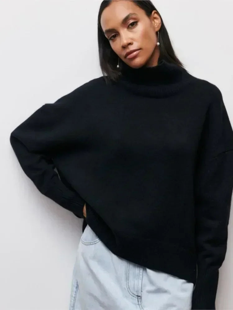 MAEVA – HÖGHALSAD STICKAD PULLOVER TRÖJA