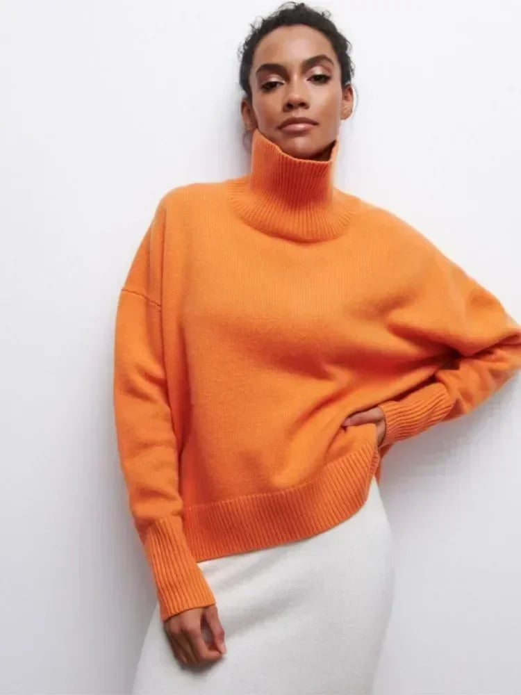 MAEVA – HÖGHALSAD STICKAD PULLOVER TRÖJA